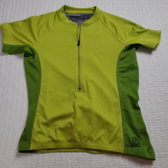 Novara Cycling Top Two Tone Green Half Zip Active Bike Jersey Back Pocket S - Picture 1 of 9